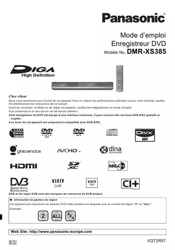 Mode d'emploi PANASONIC DMR-XS385