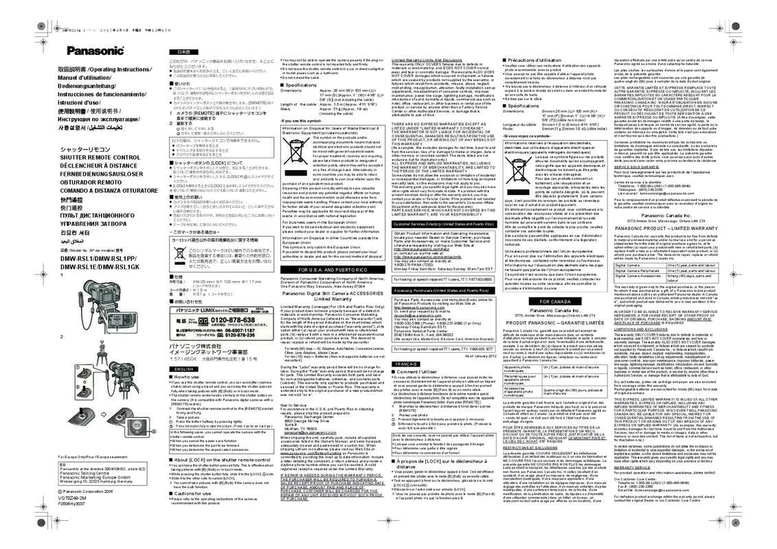 Mode d'emploi PANASONIC DMWRSL1