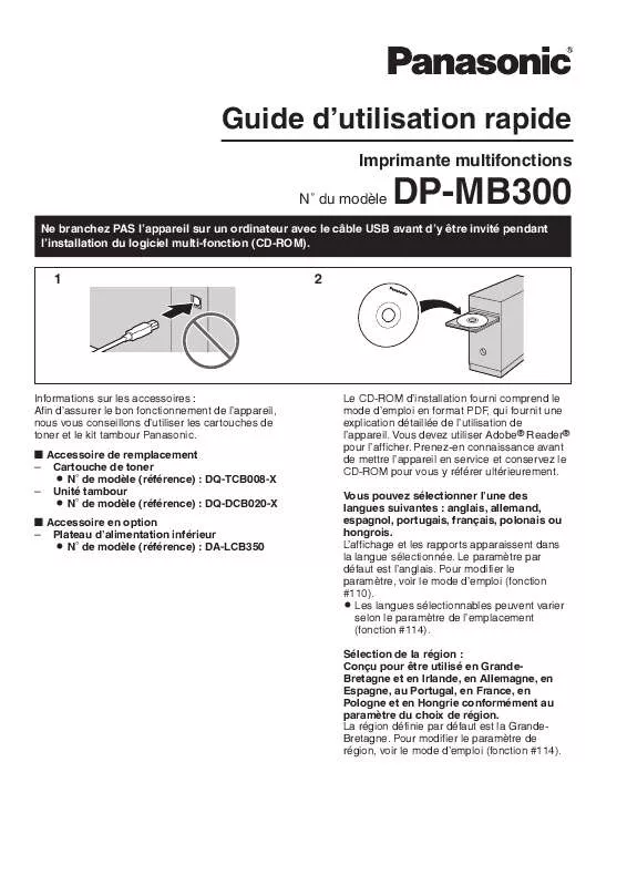 Mode d'emploi PANASONIC DPMB300EU