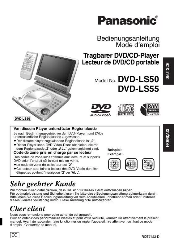 Mode d'emploi PANASONIC DVD-LS50