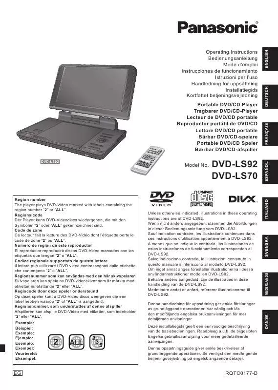 Mode d'emploi PANASONIC DVD-LS70EG