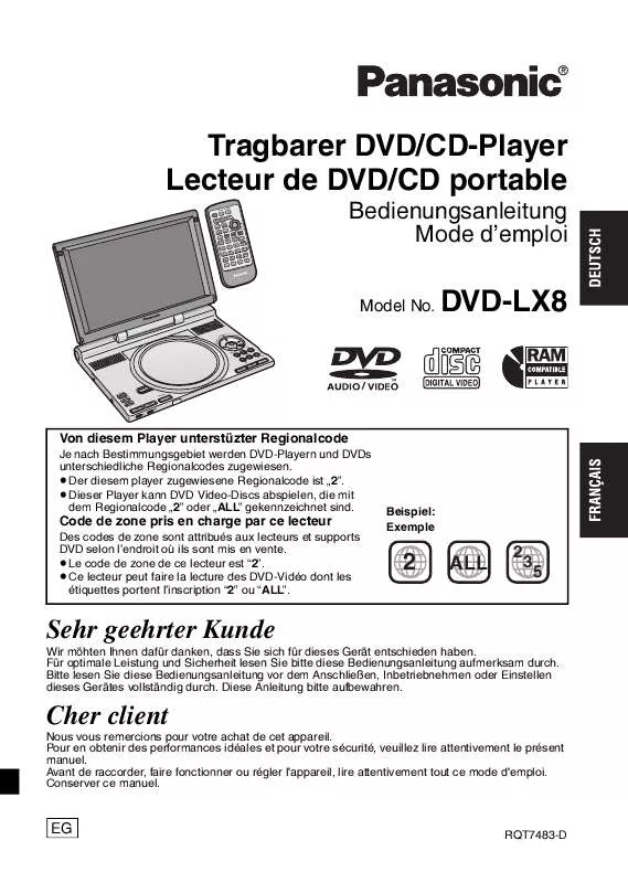 Mode d'emploi PANASONIC DVD-LX8EG