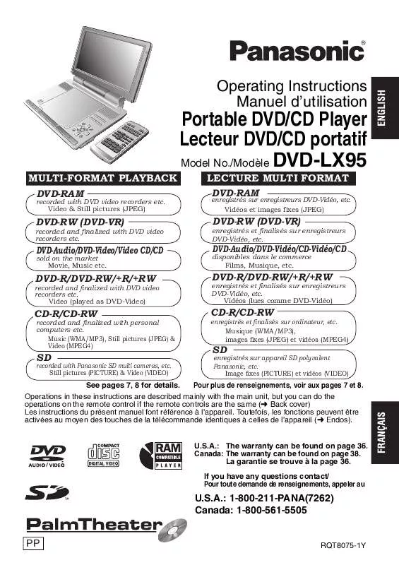 Mode d'emploi PANASONIC DVD-LX95