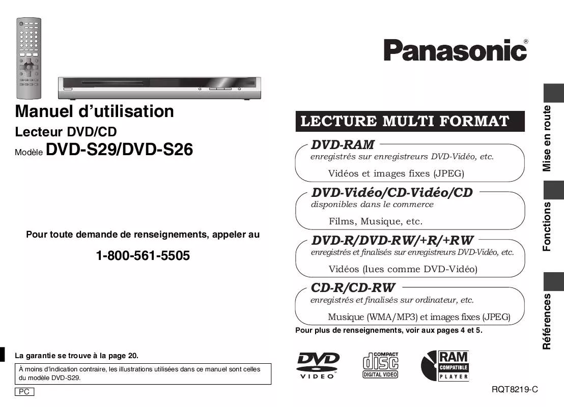 Mode d'emploi PANASONIC DVD-S26