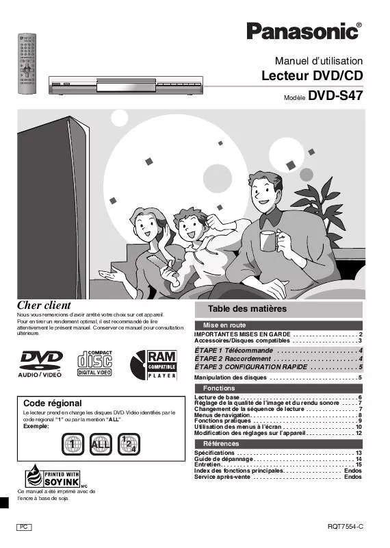 Mode d'emploi PANASONIC DVD-S47