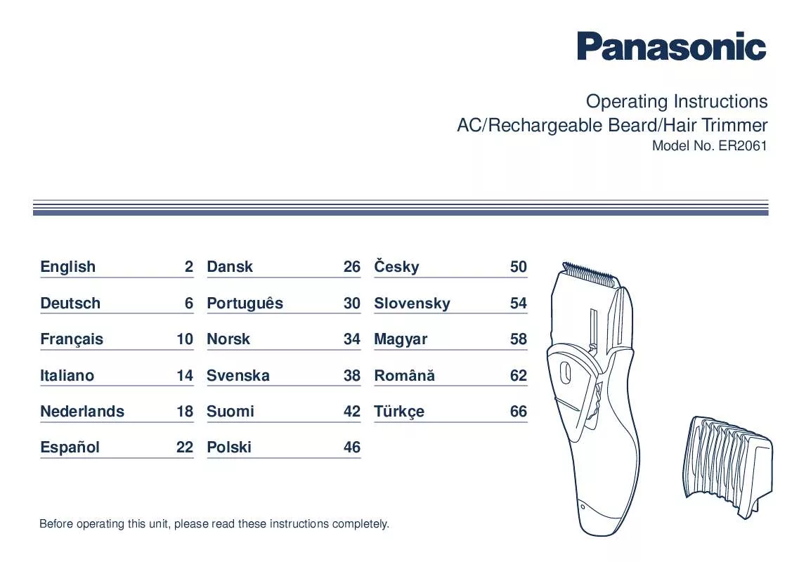 Mode d'emploi PANASONIC ER2061