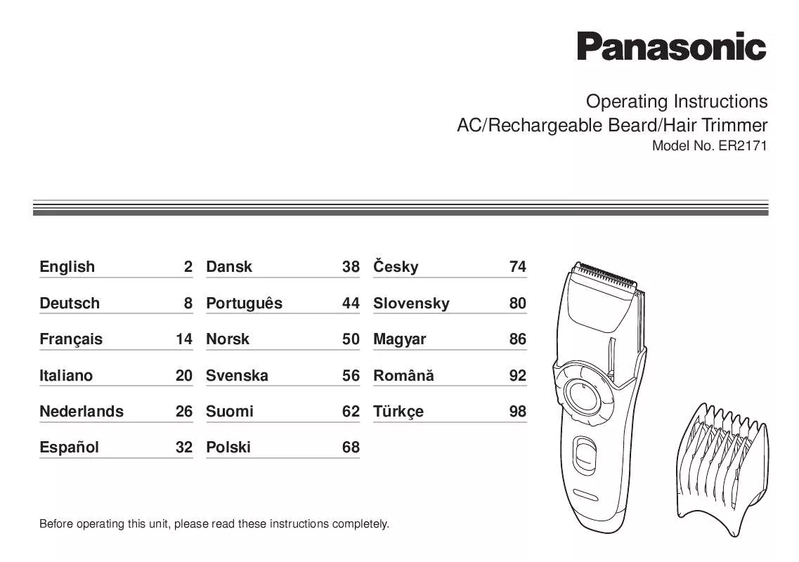 Mode d'emploi PANASONIC ER2171