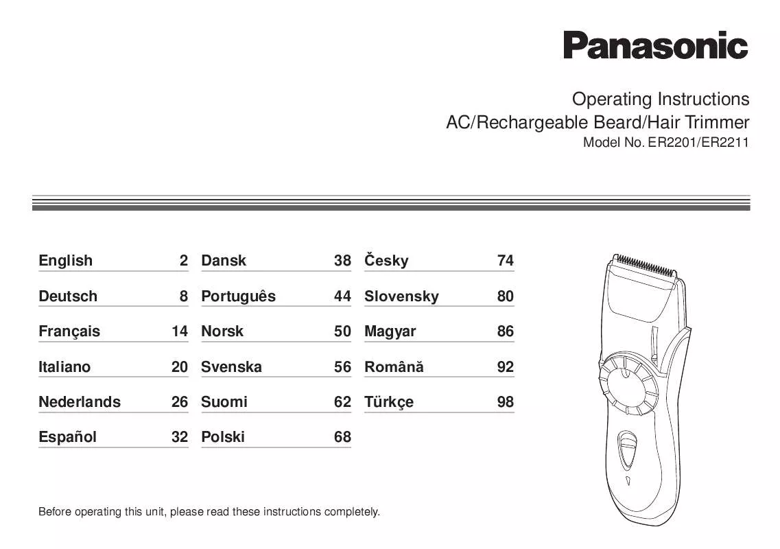 Mode d'emploi PANASONIC ER2201