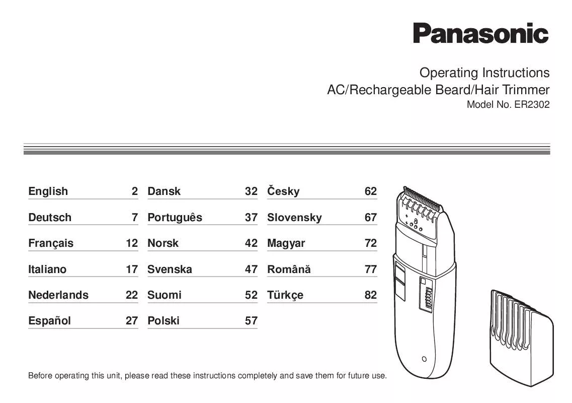 Mode d'emploi PANASONIC ER2302