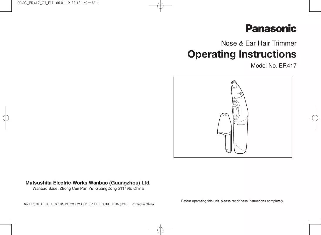 Mode d'emploi PANASONIC ER-417