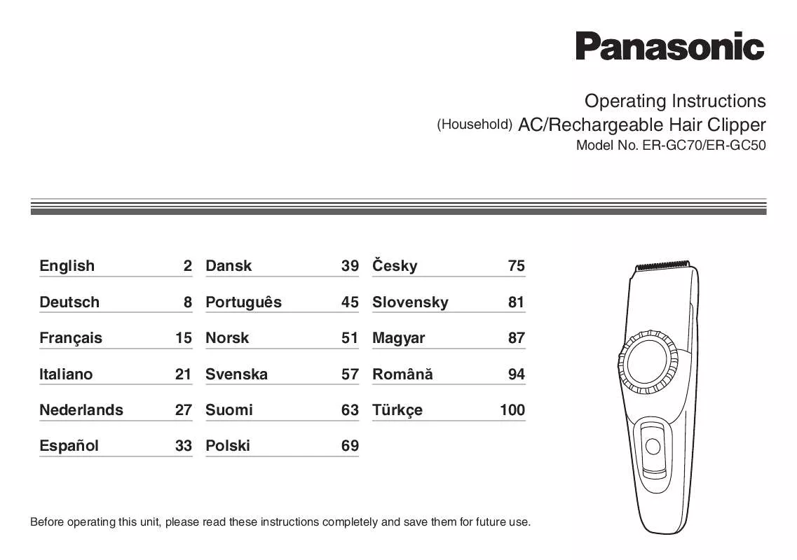 Mode d'emploi PANASONIC ERGC50