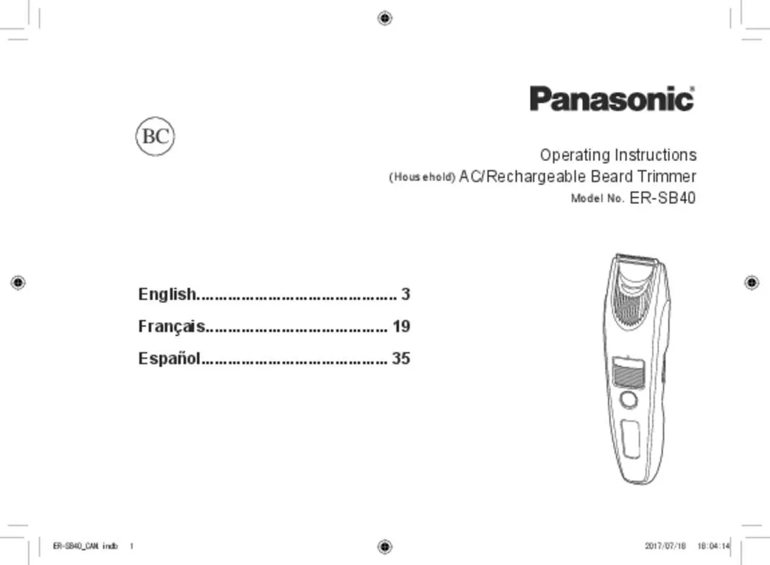 Mode d'emploi PANASONIC ERSB40