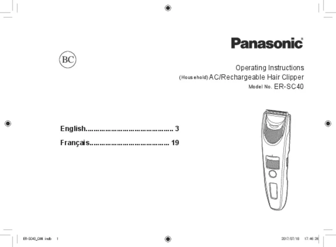 Mode d'emploi PANASONIC ERSC40