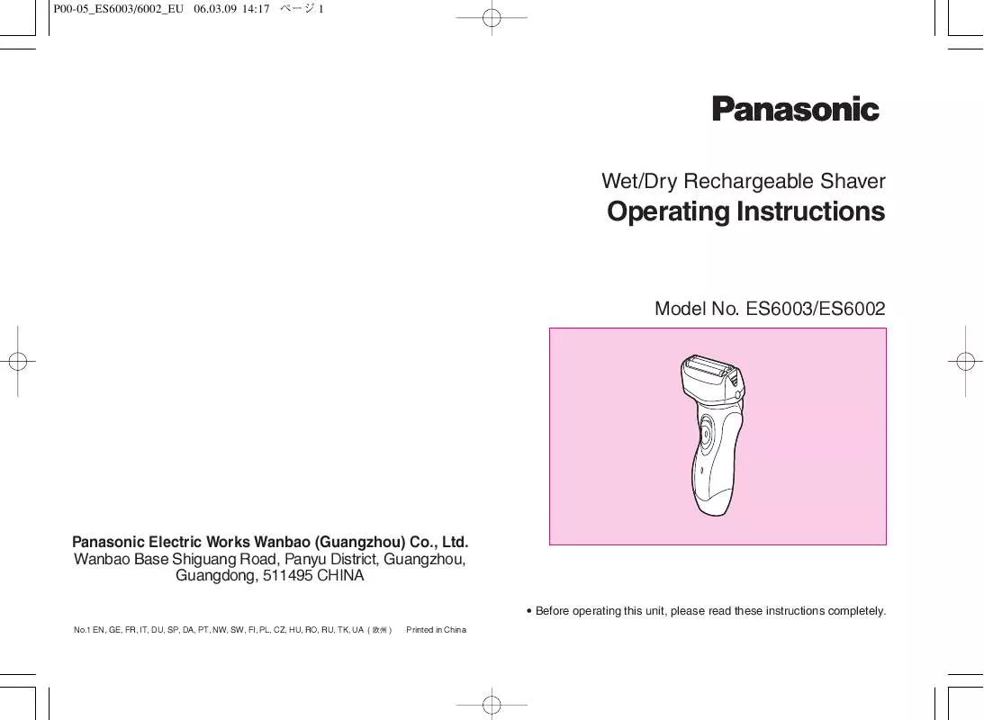 Mode d'emploi PANASONIC ES-6002E8