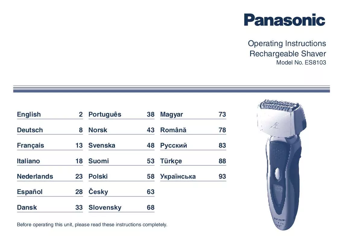 Mode d'emploi PANASONIC ES-8103