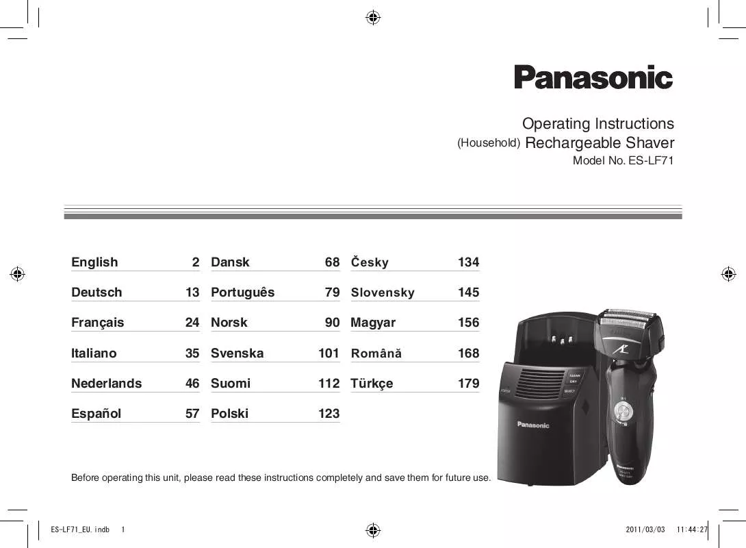 Mode d'emploi PANASONIC ES-LF71