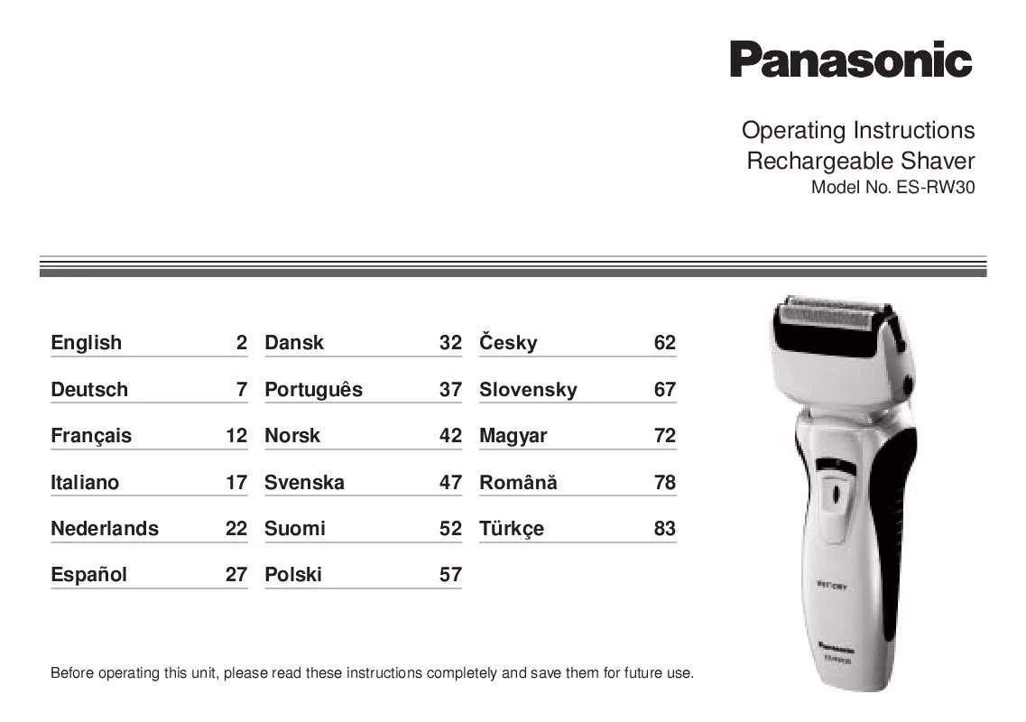 Mode d'emploi PANASONIC ES-RW30