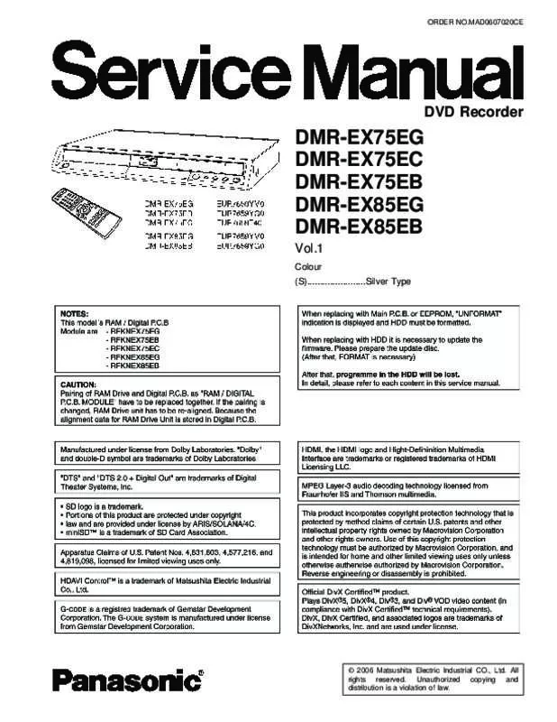 Mode d'emploi PANASONIC EUR7659T40