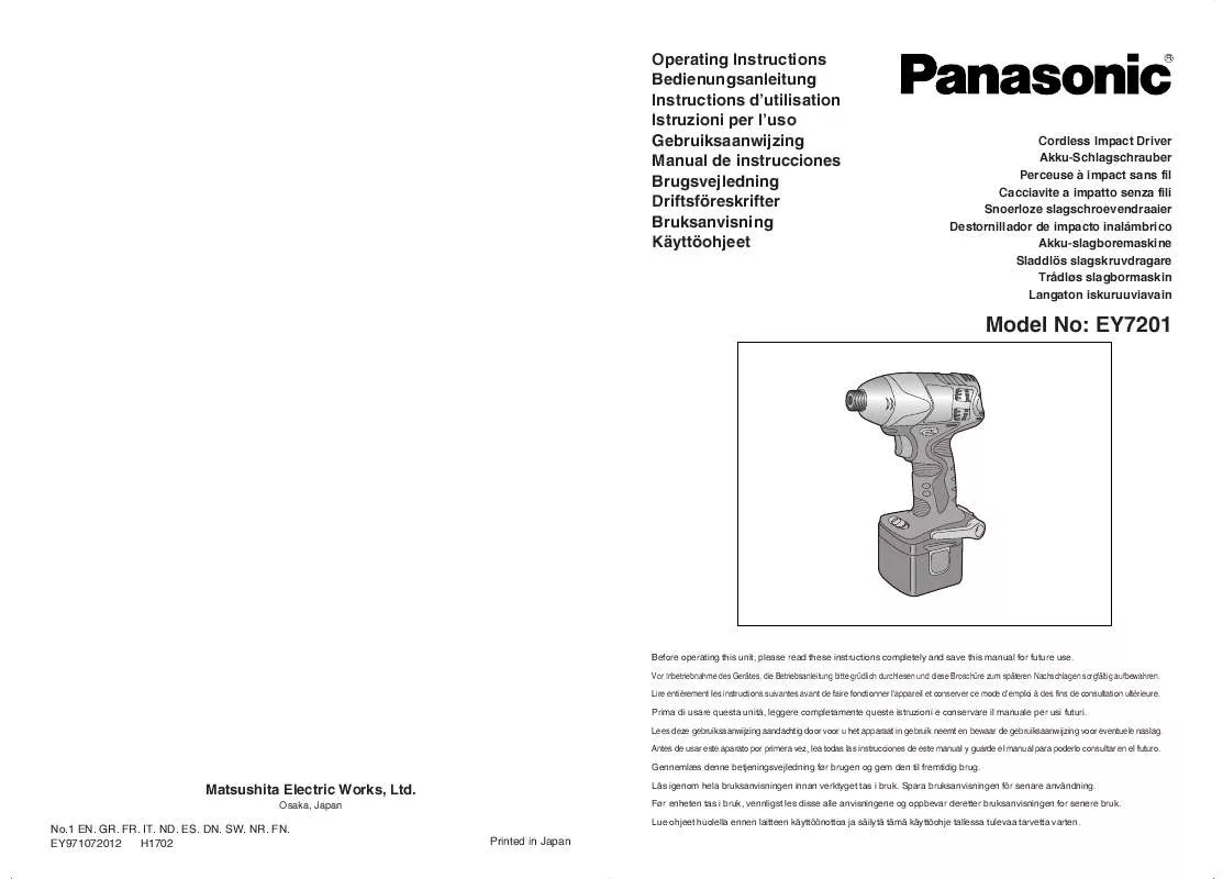 Mode d'emploi PANASONIC EY7201