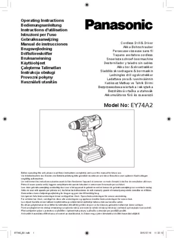 Mode d'emploi PANASONIC EY74A2