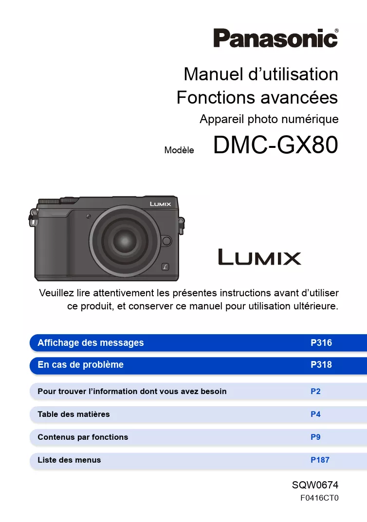 Mode d'emploi PANASONIC GX80