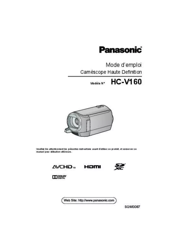 Mode d'emploi PANASONIC HC-V160EG-K