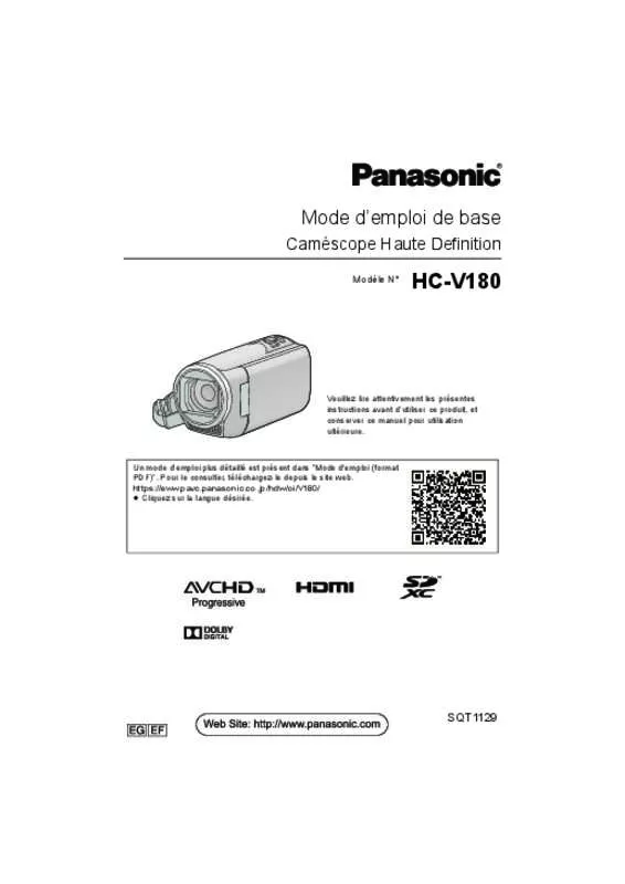 Mode d'emploi PANASONIC HC-V180