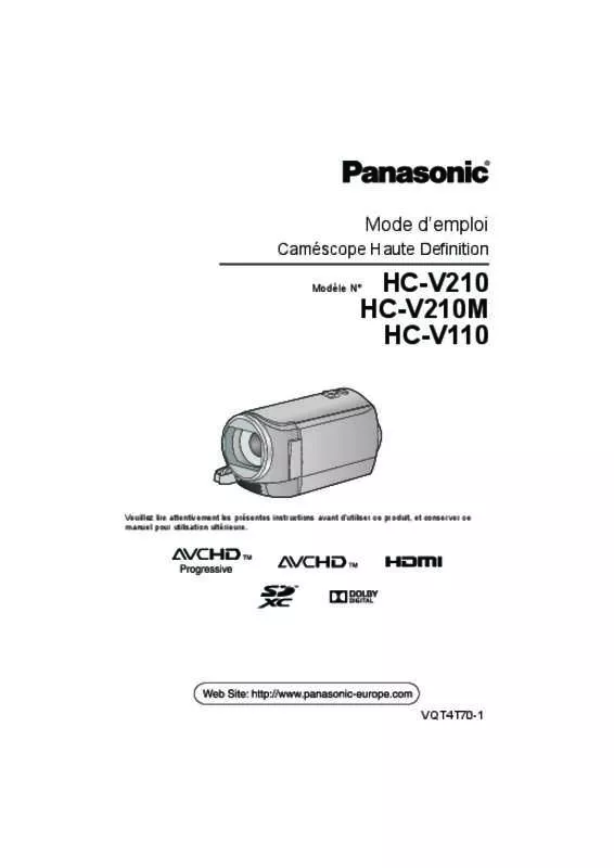 Mode d'emploi PANASONIC HC-V210EF-K