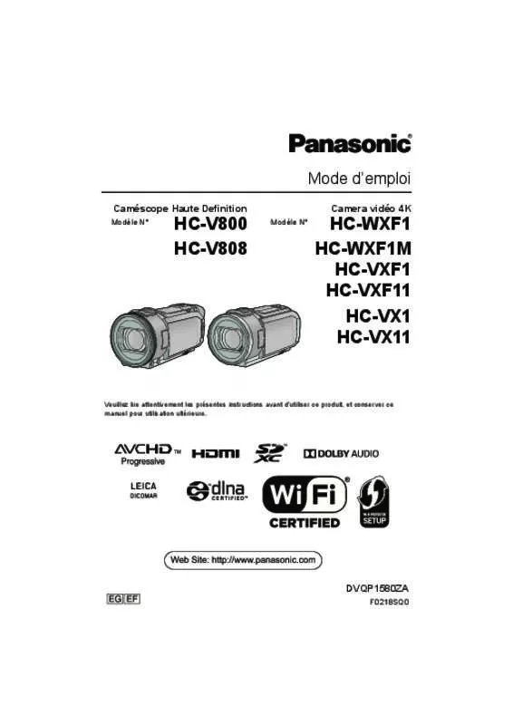 Mode d'emploi PANASONIC HC-V800EF-K