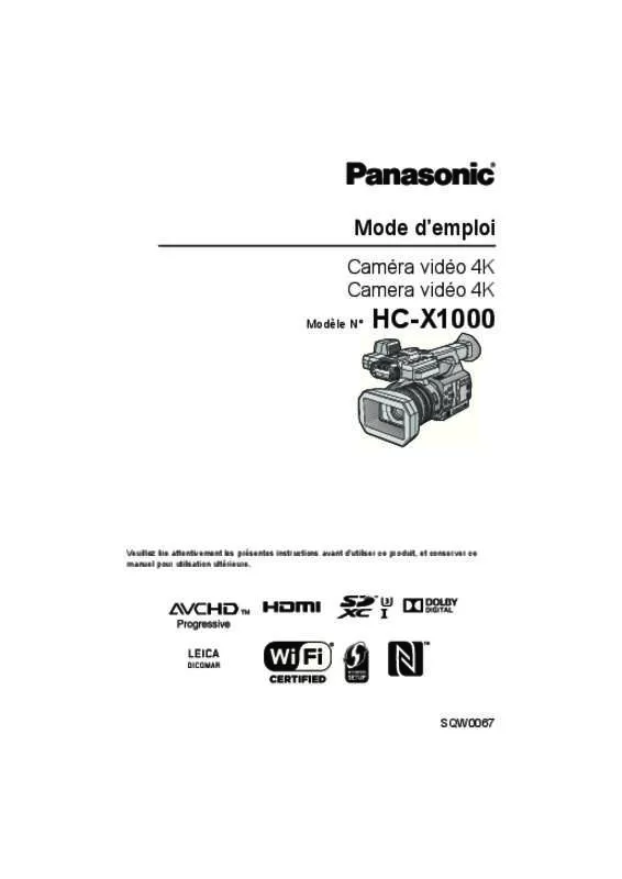 Mode d'emploi PANASONIC HC-X1000E