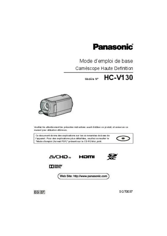 Mode d'emploi PANASONIC HC-V130EF