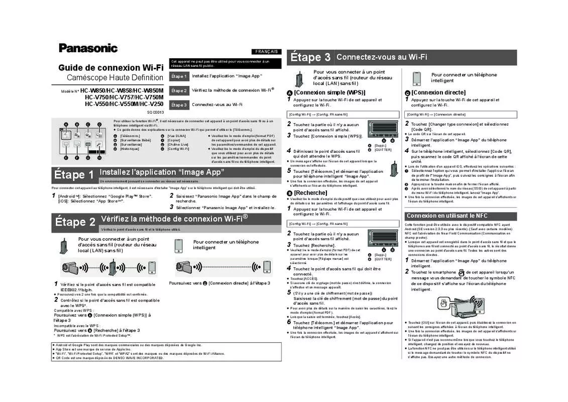 Mode d'emploi PANASONIC HC-V250EG