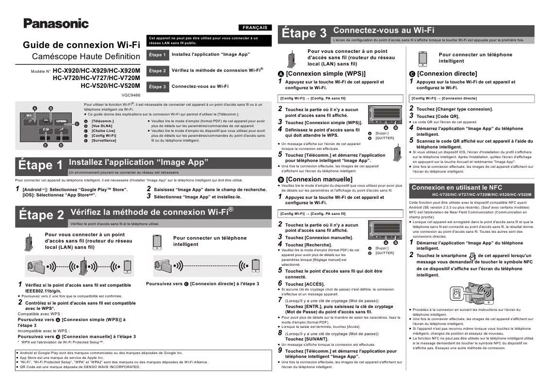 Mode d'emploi PANASONIC HC-V520MEF