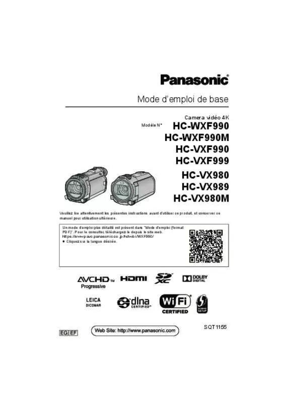 Mode d'emploi PANASONIC HC-VX989EF