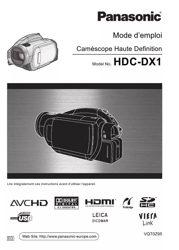 Mode d'emploi PANASONIC HDC-DX1