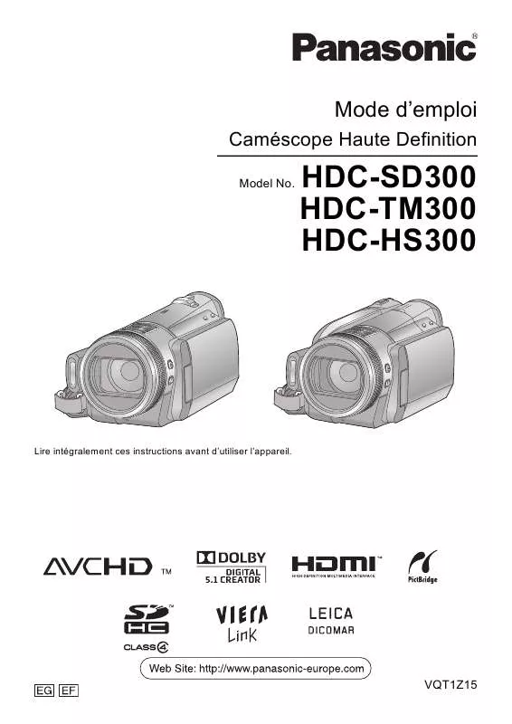 Mode d'emploi PANASONIC HDC-SD300