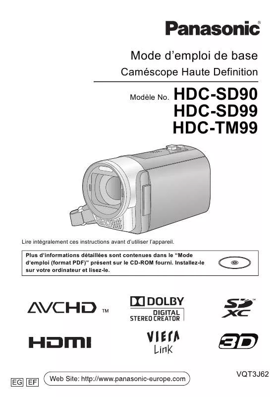 Mode d'emploi PANASONIC HDC-TM99