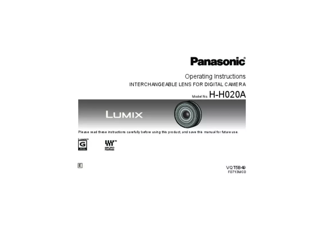 Mode d'emploi PANASONIC HH-020AE