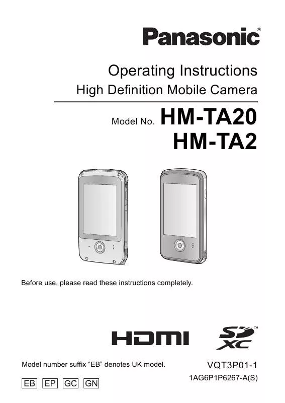 Mode d'emploi PANASONIC HMTA20EP