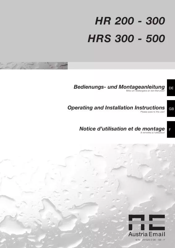 Mode d'emploi PANASONIC HR300