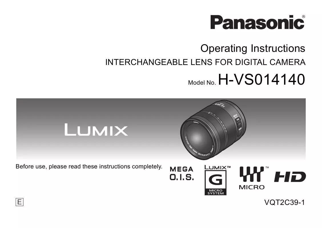 Mode d'emploi PANASONIC H-VS014140E