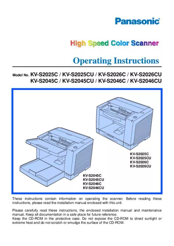 Mode d'emploi PANASONIC KV-S2025C SERIES