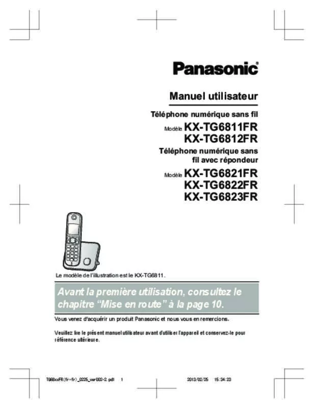 Mode d'emploi PANASONIC KX-TG6822 & KX-TG6822FR