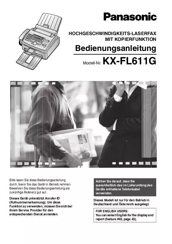 Mode d'emploi PANASONIC KXFL611G