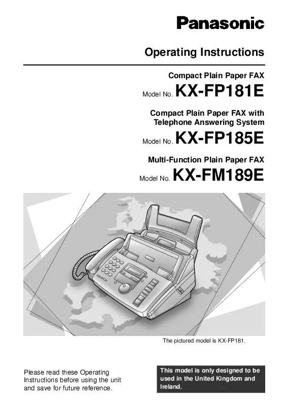 Mode d'emploi PANASONIC KXFP181E