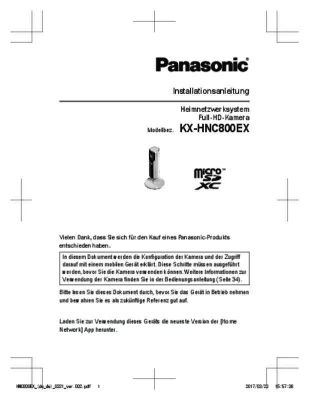 Mode d'emploi PANASONIC KX-HNC800EX