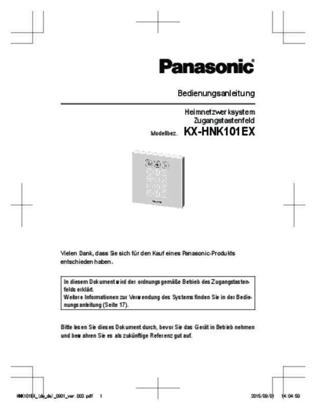 Mode d'emploi PANASONIC KX-HNK101EX