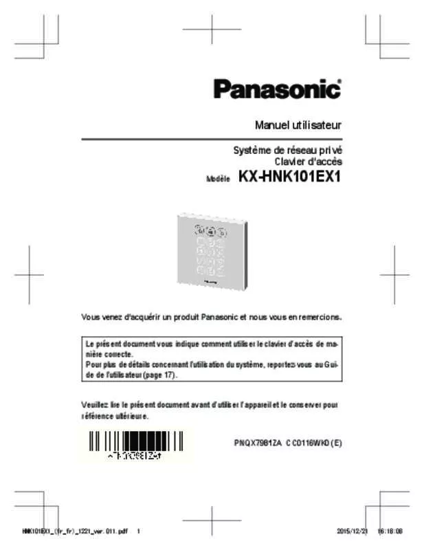 Mode d'emploi PANASONIC KX-HNK101EX1