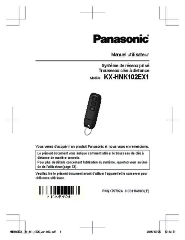 Mode d'emploi PANASONIC KX-HNK102EX1