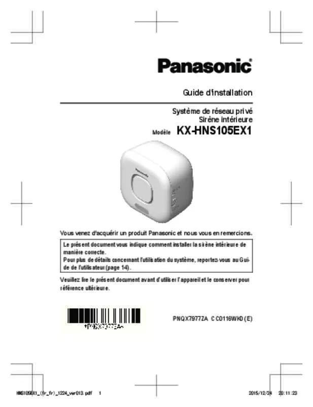 Mode d'emploi PANASONIC KX-HNS105EX1